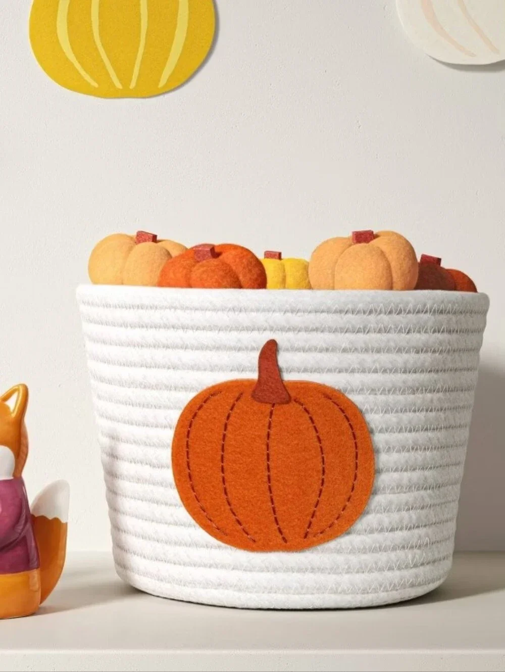 Hyde and EEK! Boutique Halloween Pumpkin on Cream Harvest Rope Basket
